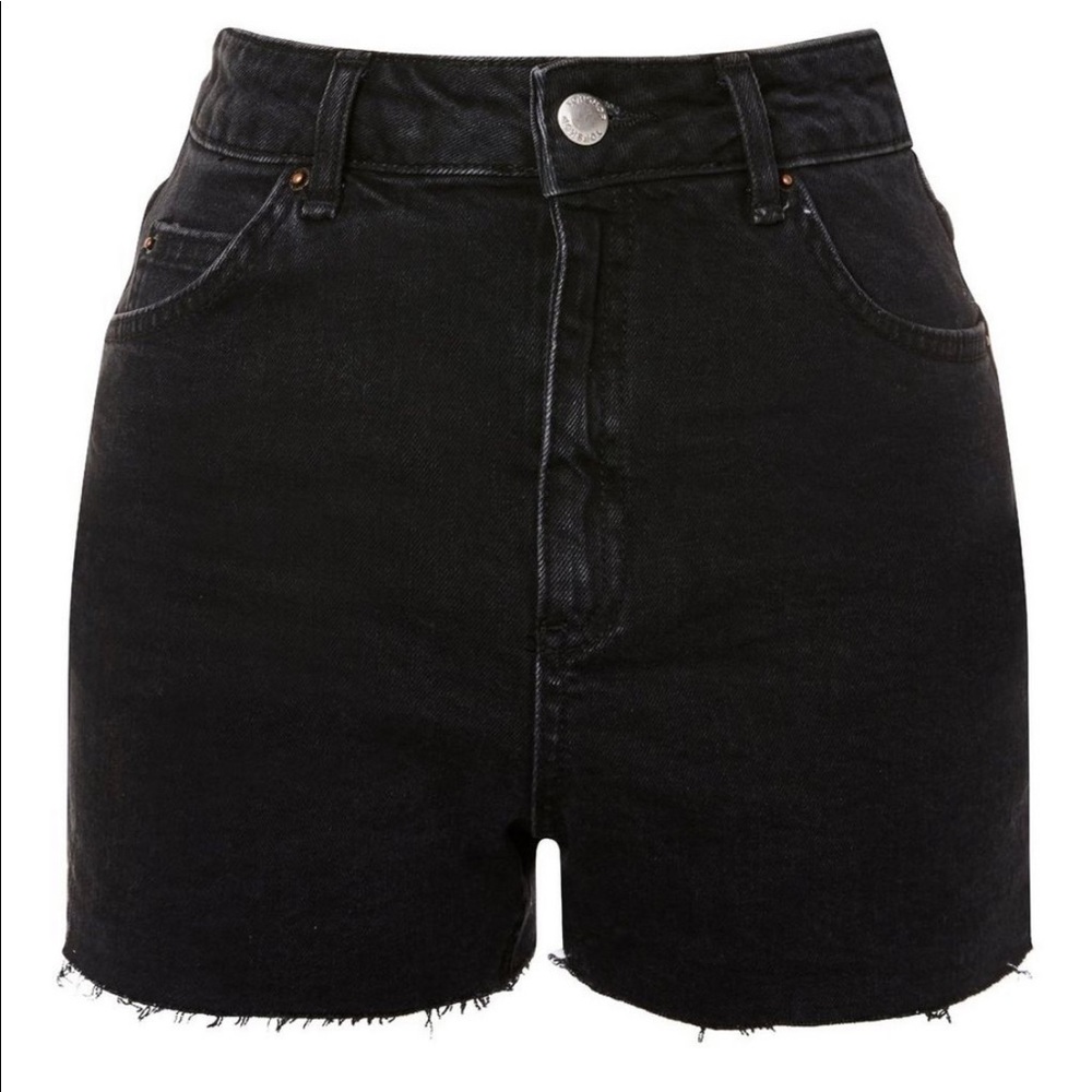 Black Topshop Moto Mom Short